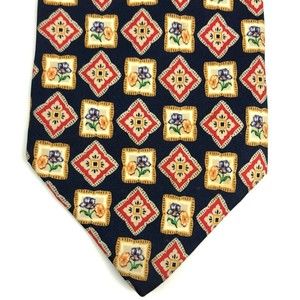 Pierre Cardin Men's Silk Colorful Dark Navy Blue Floral Necktie Tie Made Italy